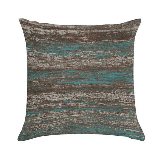 Teal Blue Dark Chocolate Grey Brown Melange Soft Washable Throw Pillow