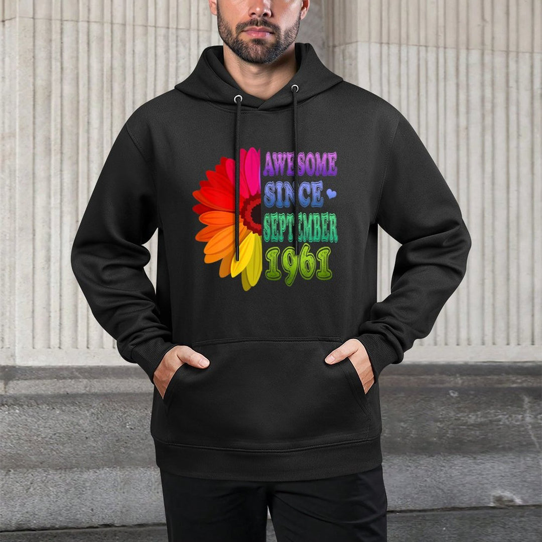 60 Yrs Old Floral Awesome Since September 1961 60th Birthday Colorfast Hoodie