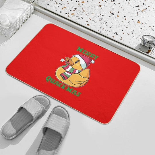 Merry Quackmas Christmas Rubber Duck Ducky  Slip-Resistant Bath Mat