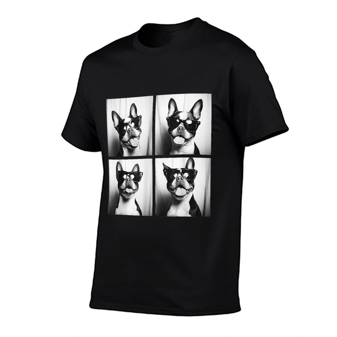 Boston Terrier Funny Dogs with Sunglasses Photo Pets Meme  Versatile T-Shirt