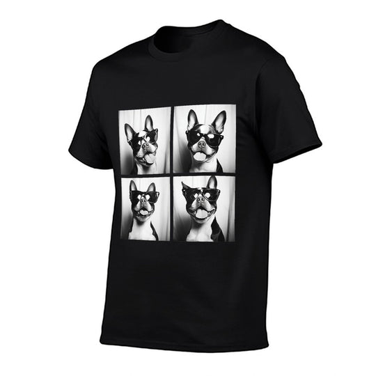 Boston Terrier Funny Dogs with Sunglasses Photo Pets Meme  Versatile T-Shirt
