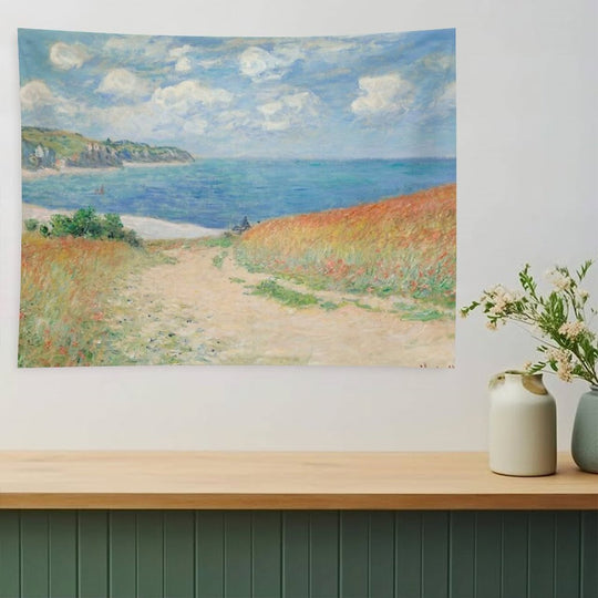 Claude Monet Path Through The Wheat Fields at Pourville 1882 Tapestry