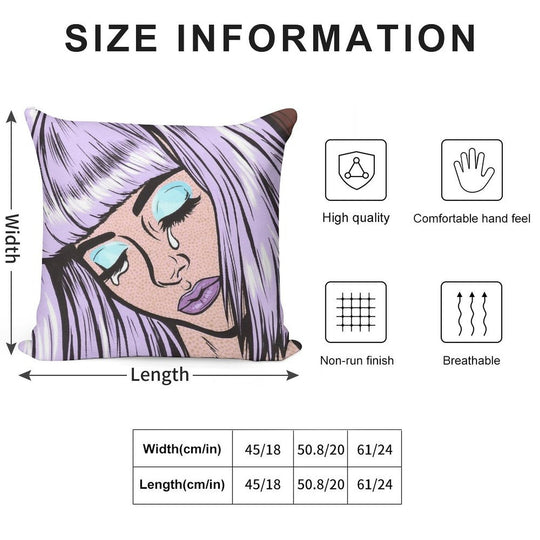Lilac Bangs Crying Comic Girl Soft Style Accent Throw Pillow