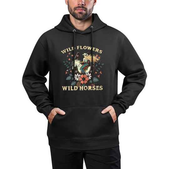 Wild Flowers Horses Vintage Equestrian Farm Women Girls Kids Moisture-Wicking Hoodie