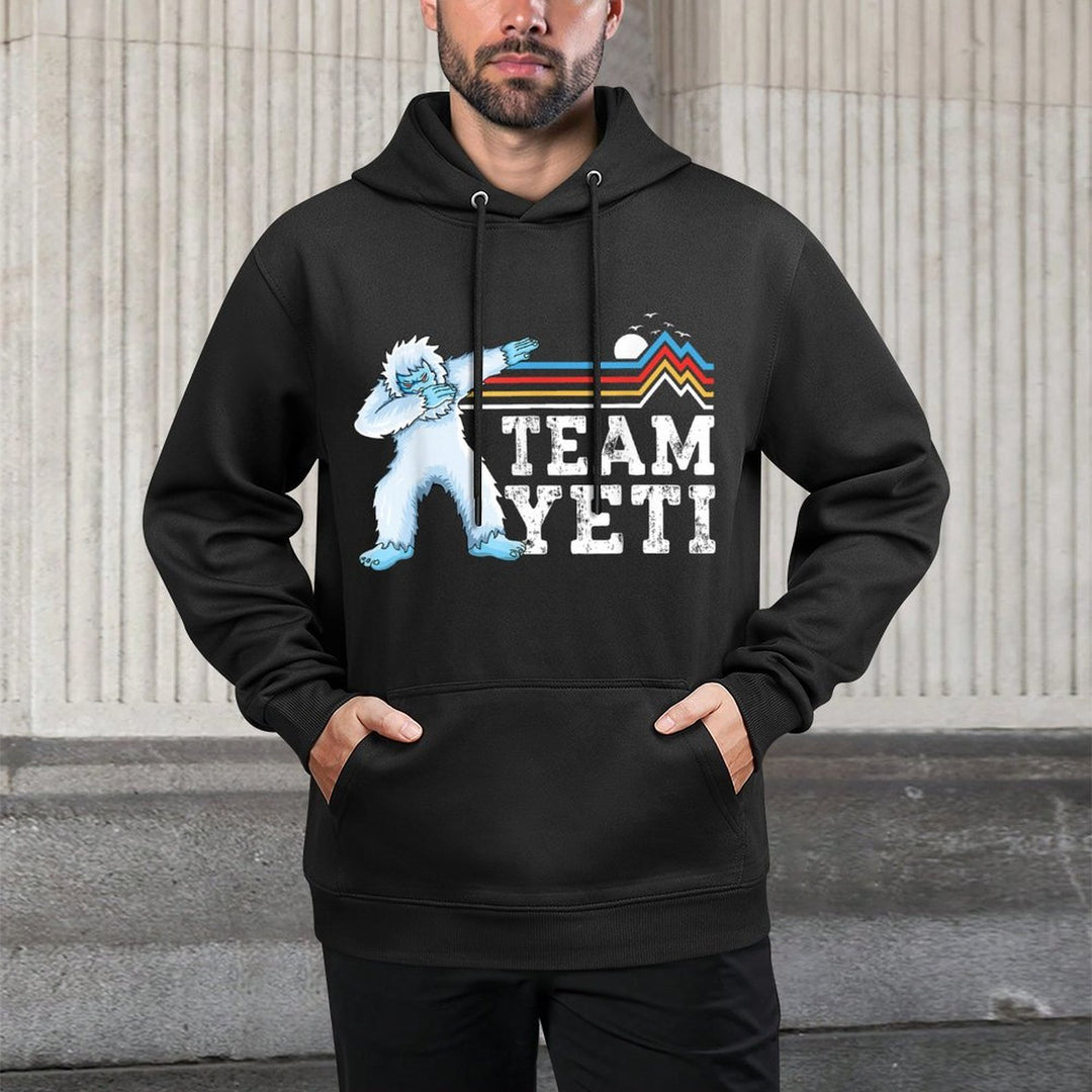 Dabbing Yeti Vintage Sunset Mountain Bigfoot Lover Team Yeti Layering Staple Hoodie