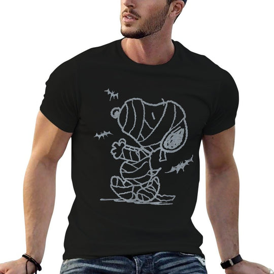 Peanuts - Snoopy Mummy And Bats  Rolled Sleeves T-Shirt