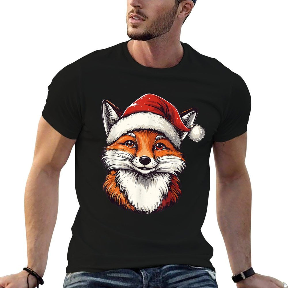 Fox Santa Hat Xmas Christmas Fox Lover Pajama Men Women Kids  Affordable Price T-Shirt