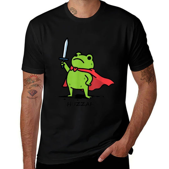 Huzzah Frog Knight Brave Frog with Sword Funny Meme Boy Girl  Soft T-Shirt
