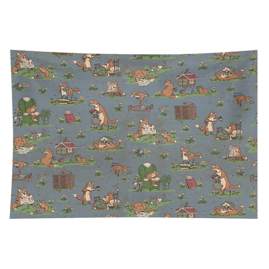 Library Foxes Tapestry