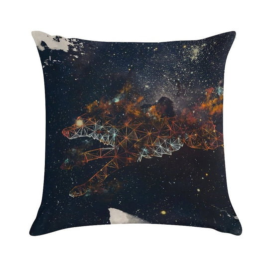 Celestial Wolf Soft Shrink-Resistant Throw Pillow