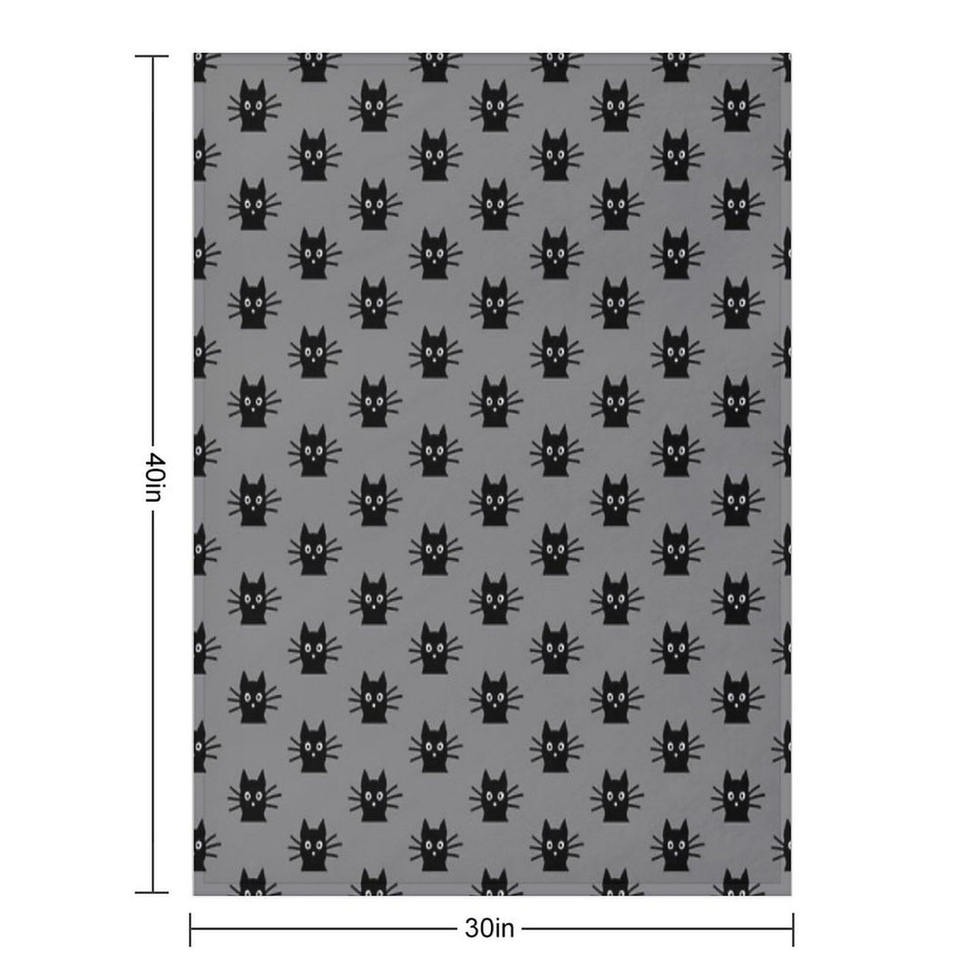 Black Cat Face Machine-washable Throw Blanket