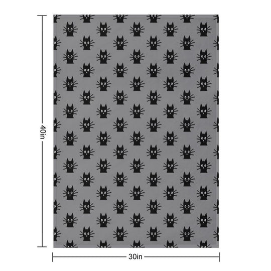 Black Cat Face Machine-washable Throw Blanket
