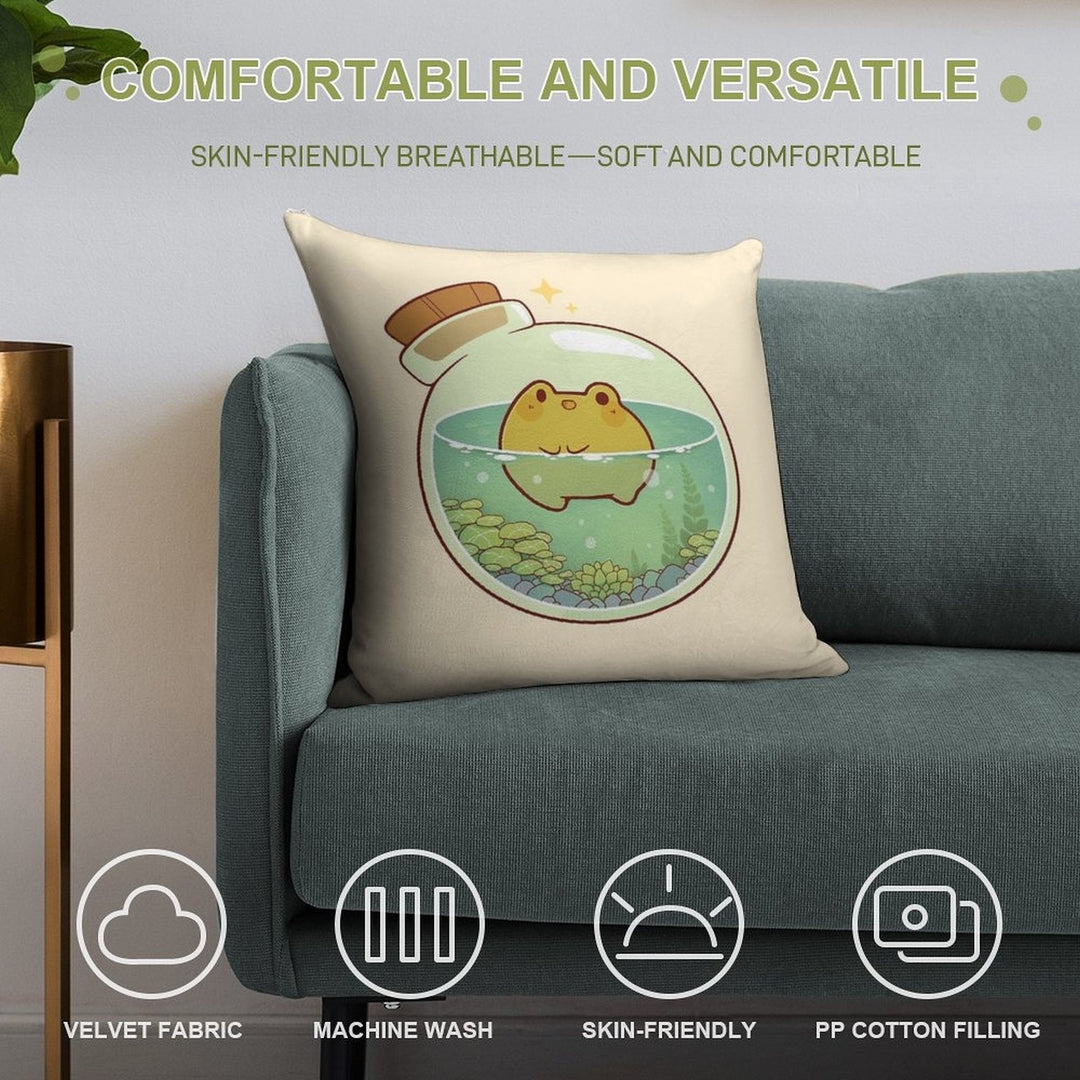 Round Frog Potion Soft Decorative Cover Throw Pillow