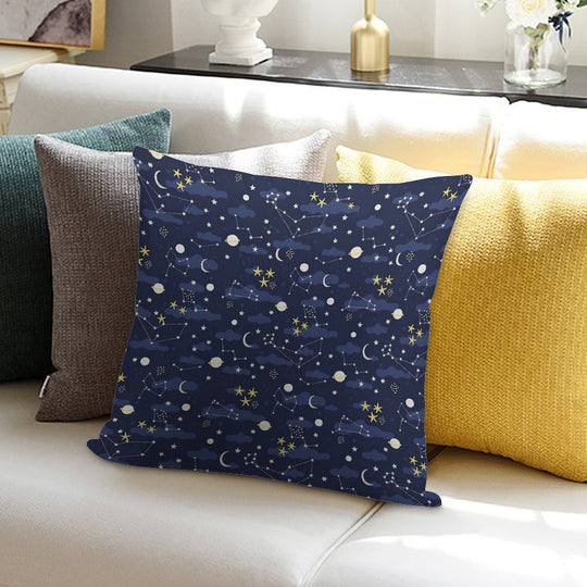 Galaxy - Cosmos, Moon And Stars. Astronomy Pattern. Cute Cartoon Universe Design. Soft Style Accent Throw Pillow