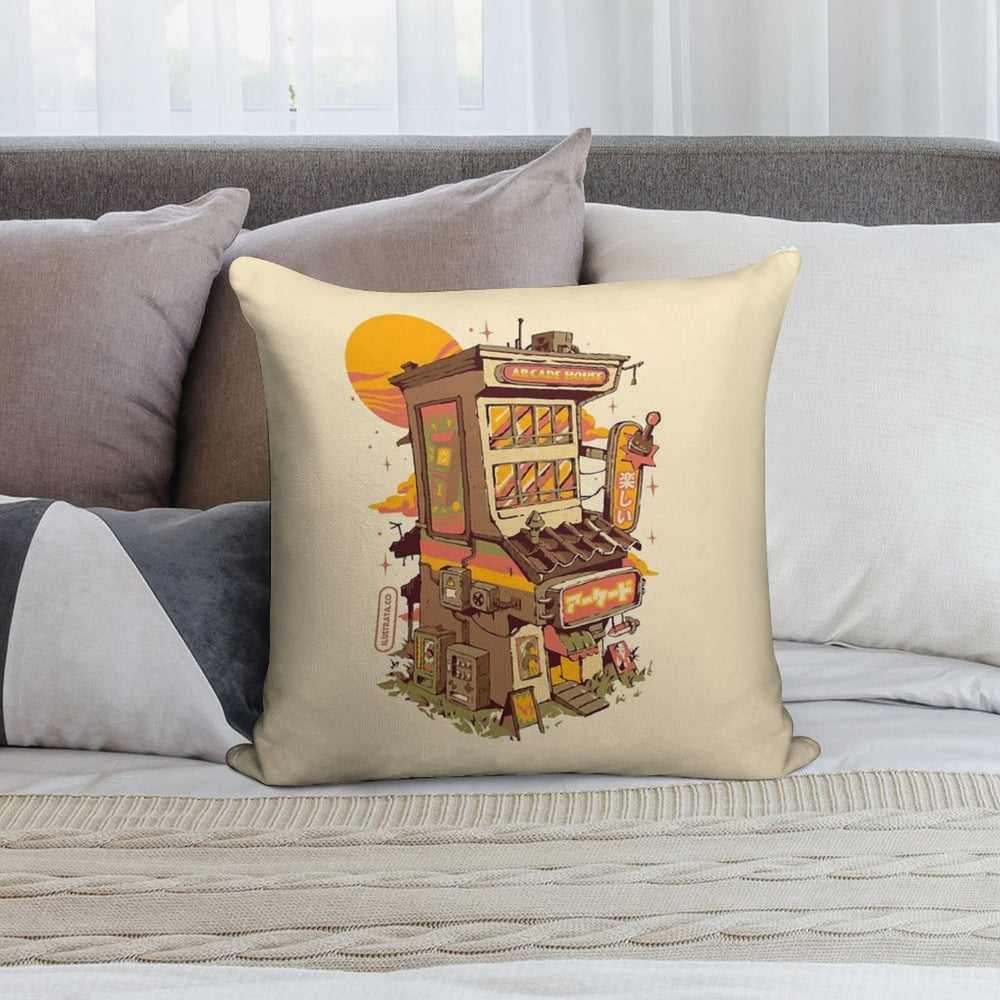 Arcade House Soft High-Density Material Throw Pillow