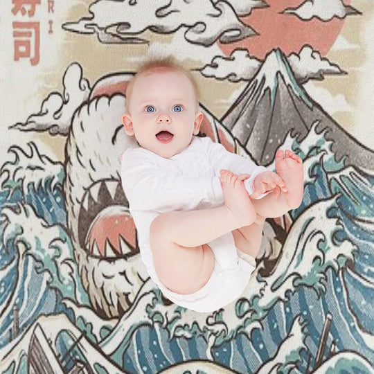 Sharkiri Sushi Easy Care Throw Blanket