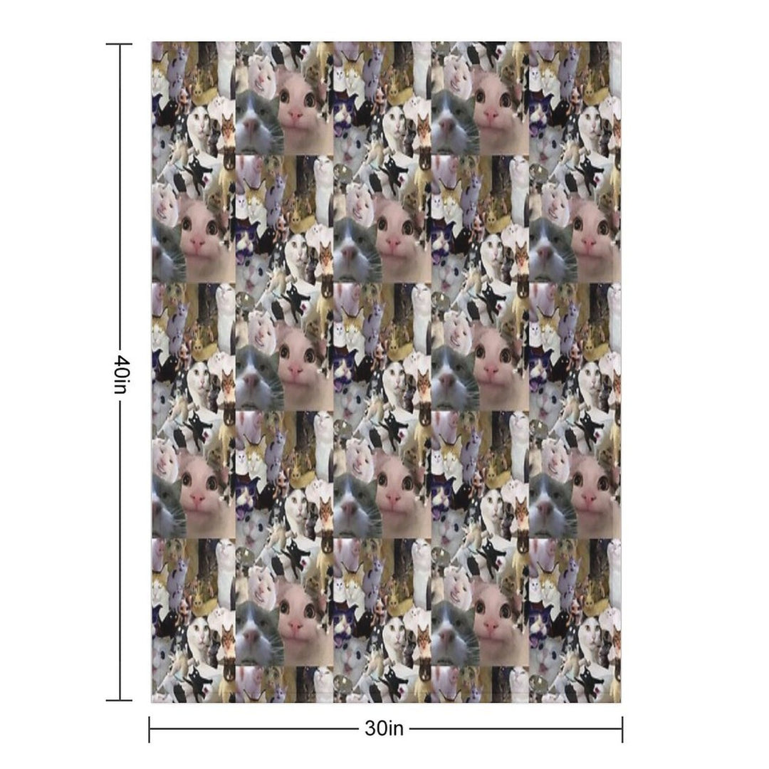 Cursed Cat Collage Anti-pilling Throw Blanket