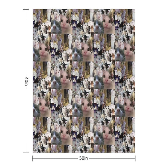 Cursed Cat Collage Anti-pilling Throw Blanket