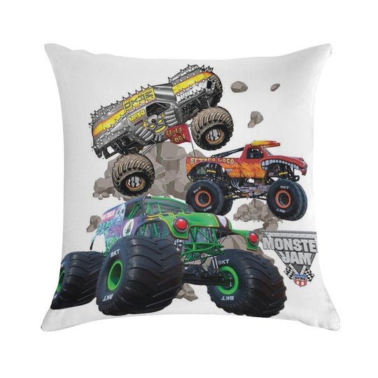 Monster Jam Trucks Soft Reinforced Edging Throw Pillow