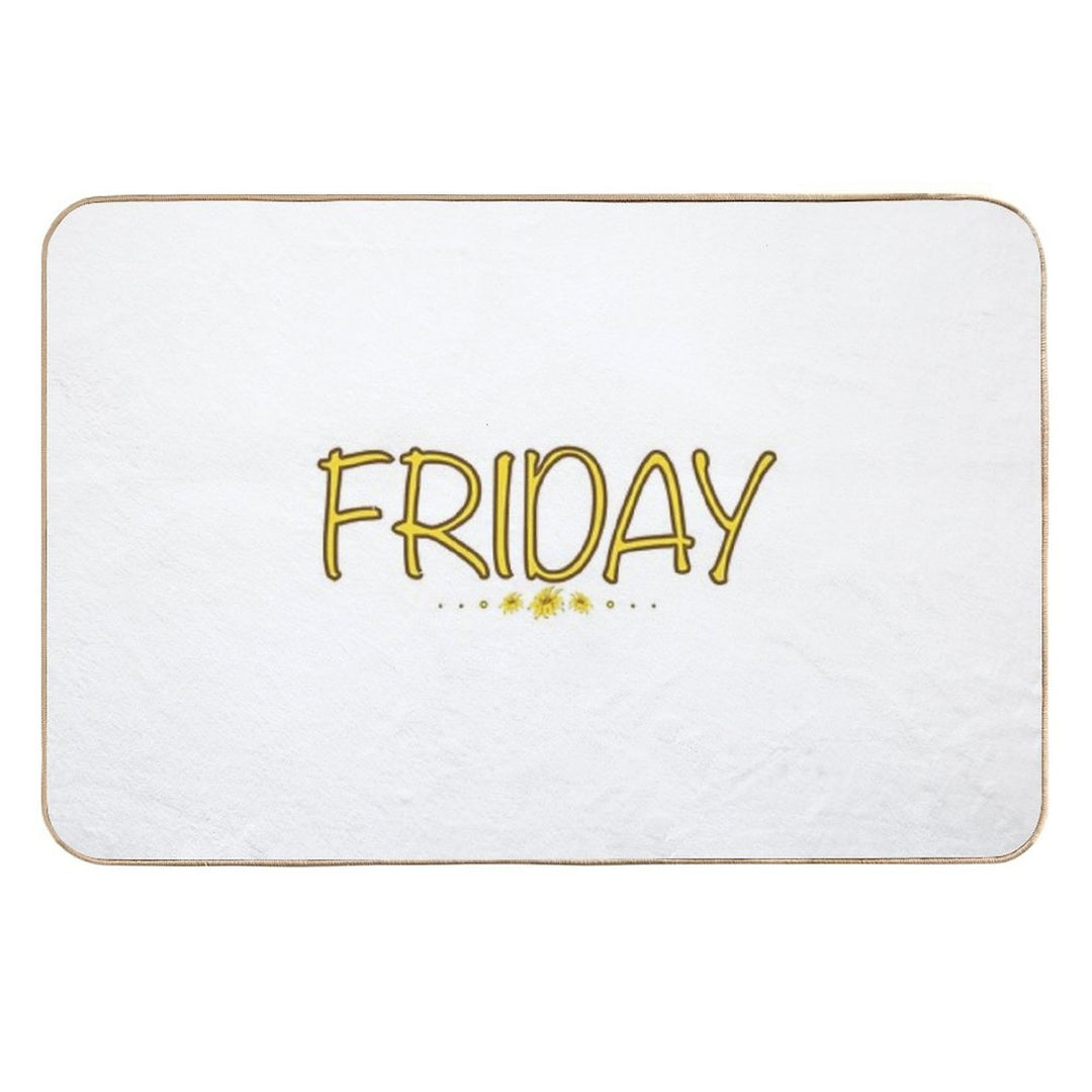 Friday Weekday Yellow Flower  Easy Maintenance Bath Mat