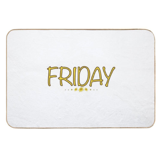 Friday Weekday Yellow Flower  Easy Maintenance Bath Mat