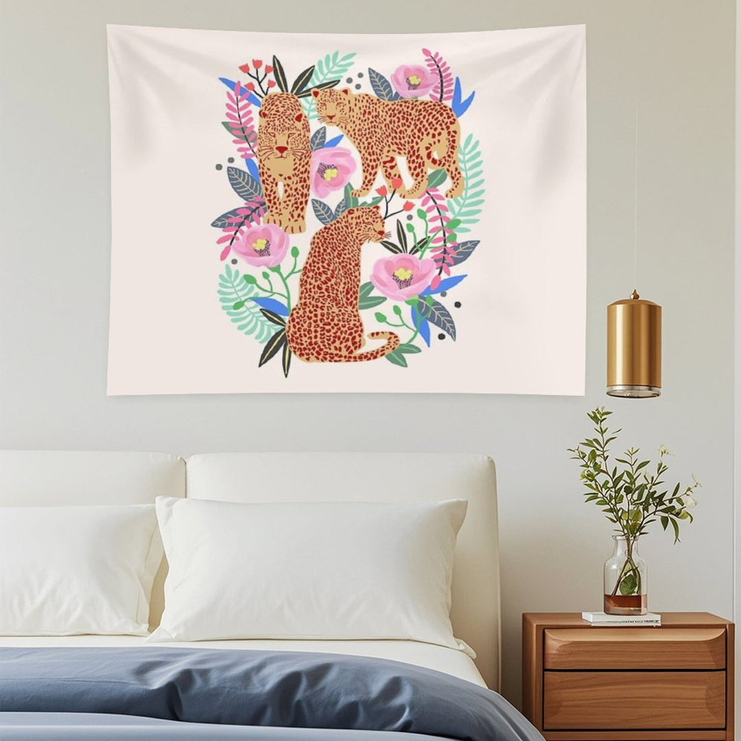 Leopard Idea, Leopard Print, Animal Print, Flower Print Tapestry