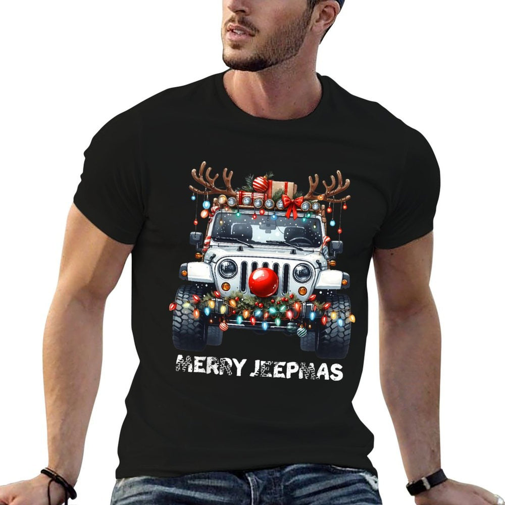 Merry Jeepmas Ugly Light Reindeer Christmas  Affordable Price T-Shirt