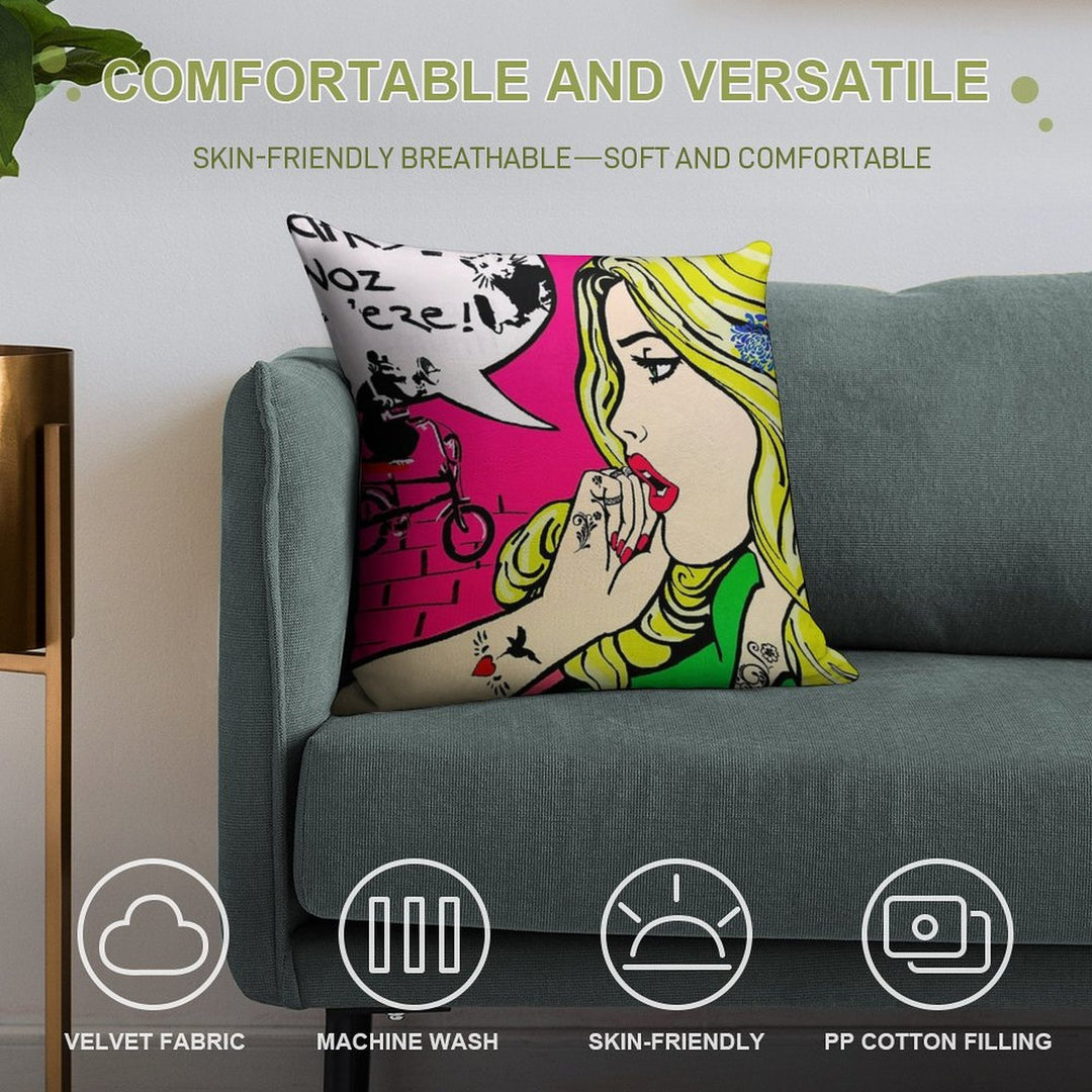 Banksy Goes Pop Art Soft Durable Construction Throw Pillow