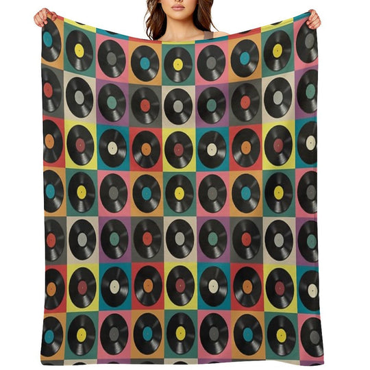 Discjockey Pattern  DJ Music Vinyl Turntables Velvety-soft Throw Blanket