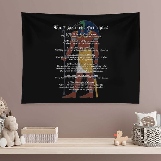 The 7 Hermetic Principles - Greek And Egyptian Philosophy (Thoth) Tapestry
