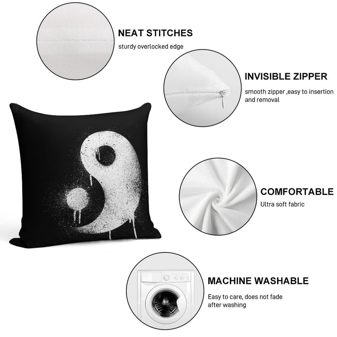 Graffiti Zen Master - Spray Paint Yin Yang Soft Gift Ready Throw Pillow