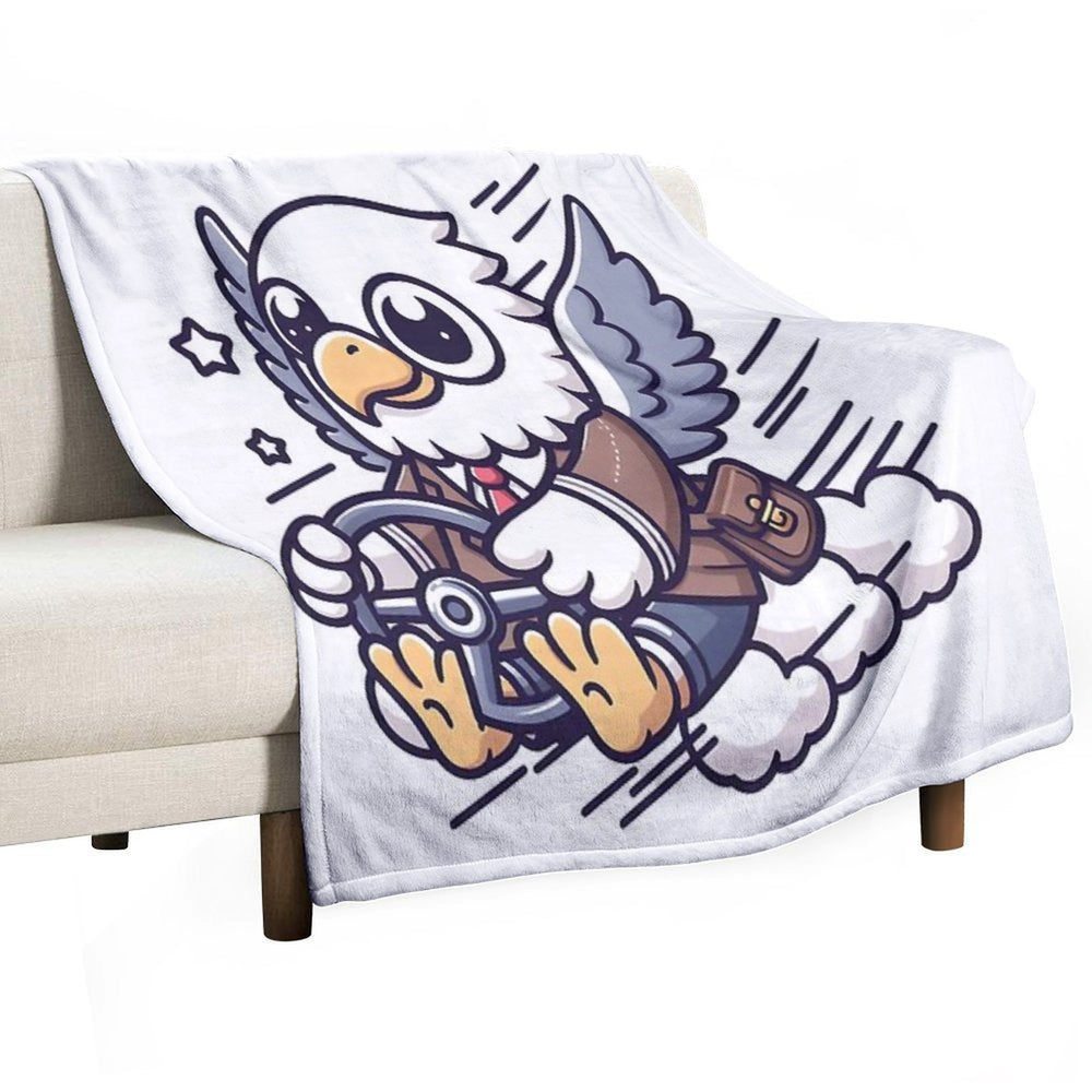 Kawaii Eagle A Steering Wheel Travel-friendly Throw Blanket