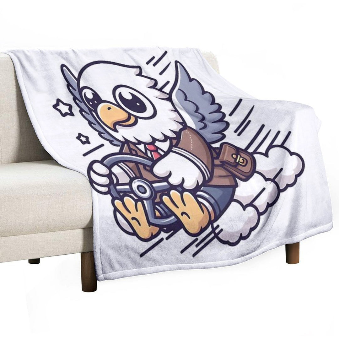 Kawaii Eagle A Steering Wheel Travel-friendly Throw Blanket