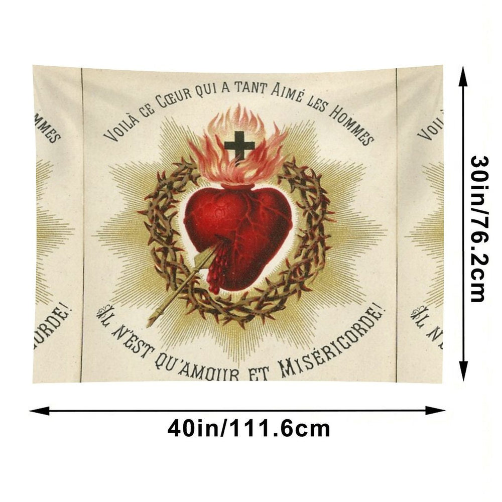 Most Sacred Heart of Jesus - French Vintage Tapestry