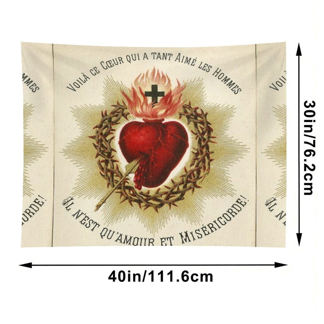 Most Sacred Heart of Jesus - French Vintage Tapestry