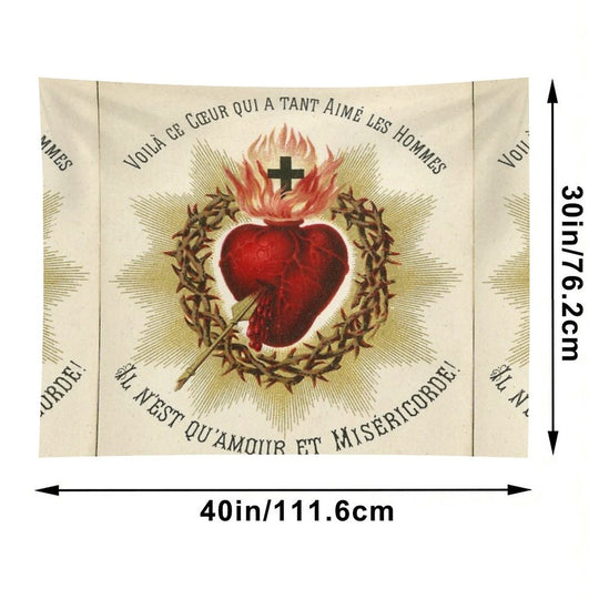 Most Sacred Heart of Jesus - French Vintage Tapestry