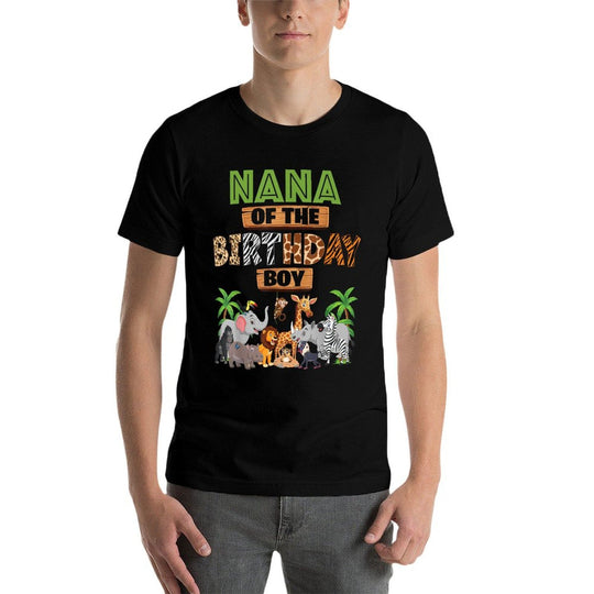 Wild Nana Of The Birthday Boy Zoo Safari Jungle Animal  Wrinkle-resistant T-Shirt