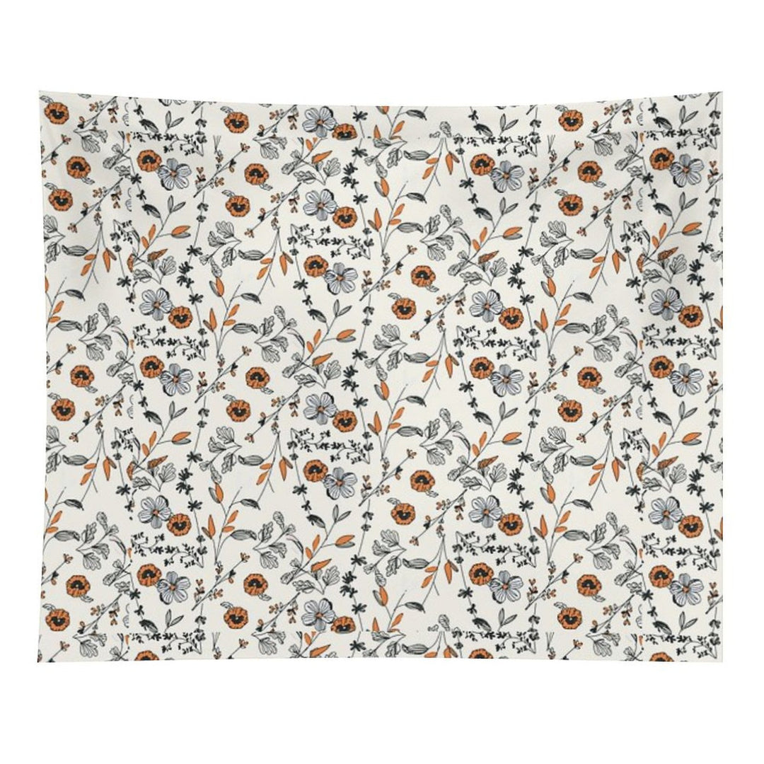 Orange Flower Pattern Tapestry