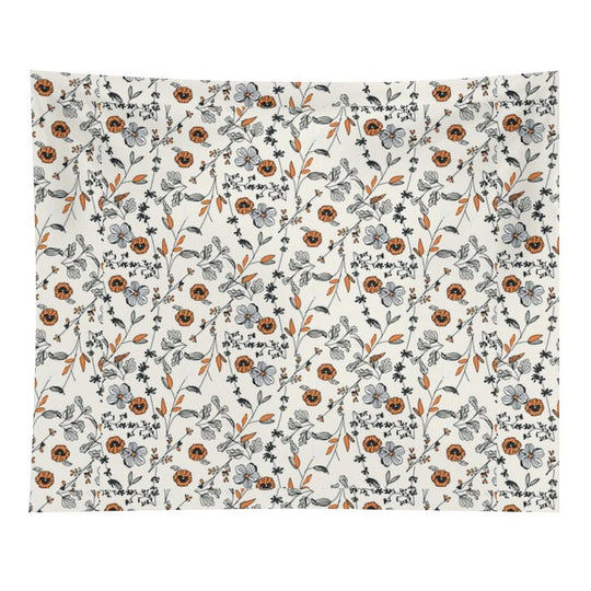 Orange Flower Pattern Tapestry