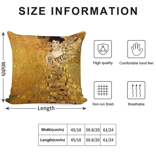 Woman in Gold Portrait by Gustav Klimt Soft Gift Ready Throw Pillow