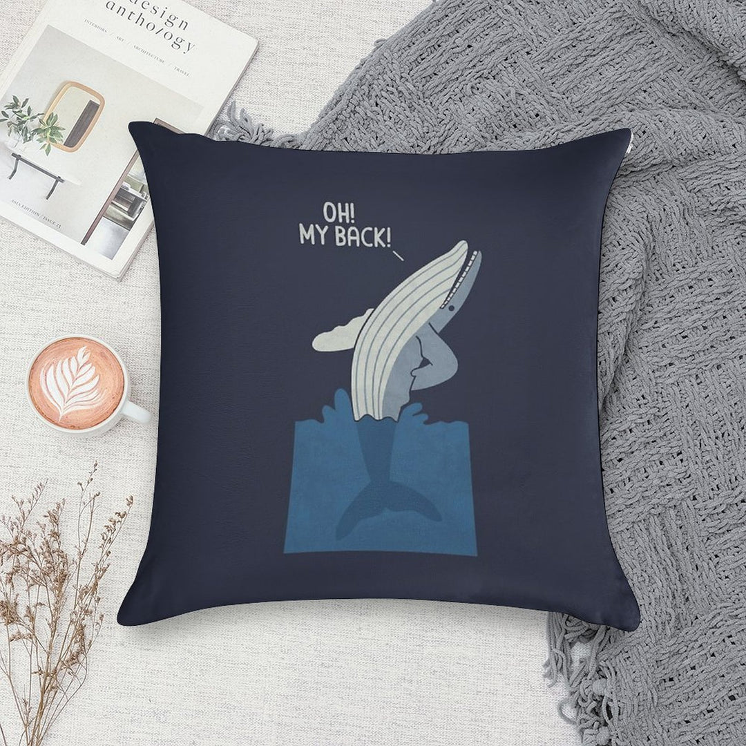 Bad Back Whale Soft Washable Throw Pillow