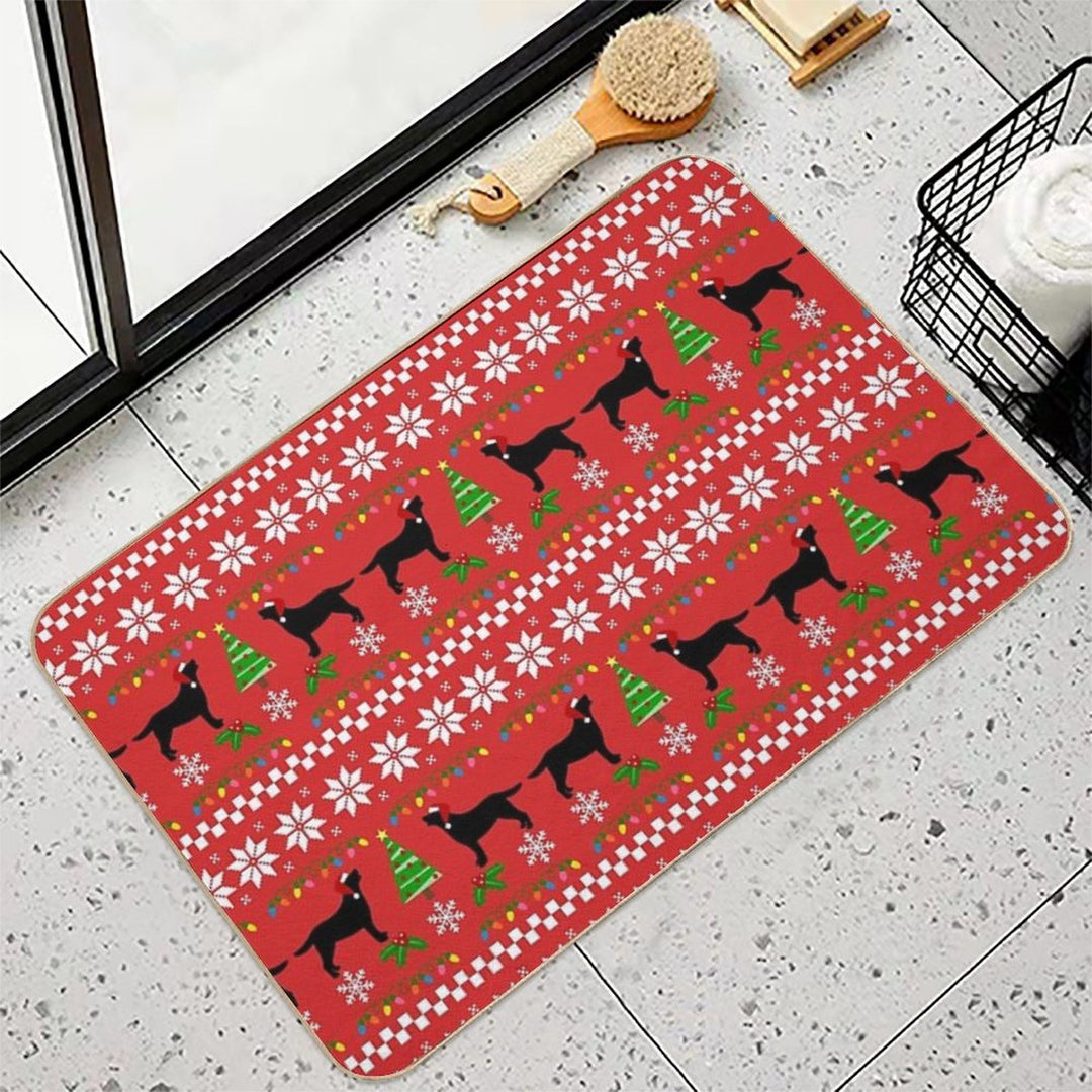 Black Labrador Happy Christmas Sweater Pattern  Pet-Safe Bath Mat