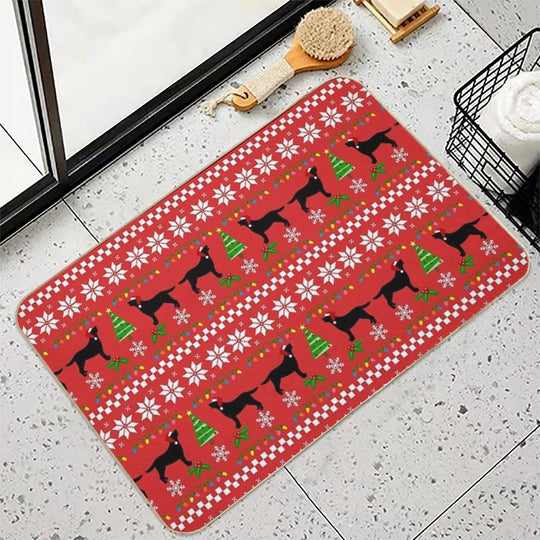 Black Labrador Happy Christmas Sweater Pattern  Pet-Safe Bath Mat