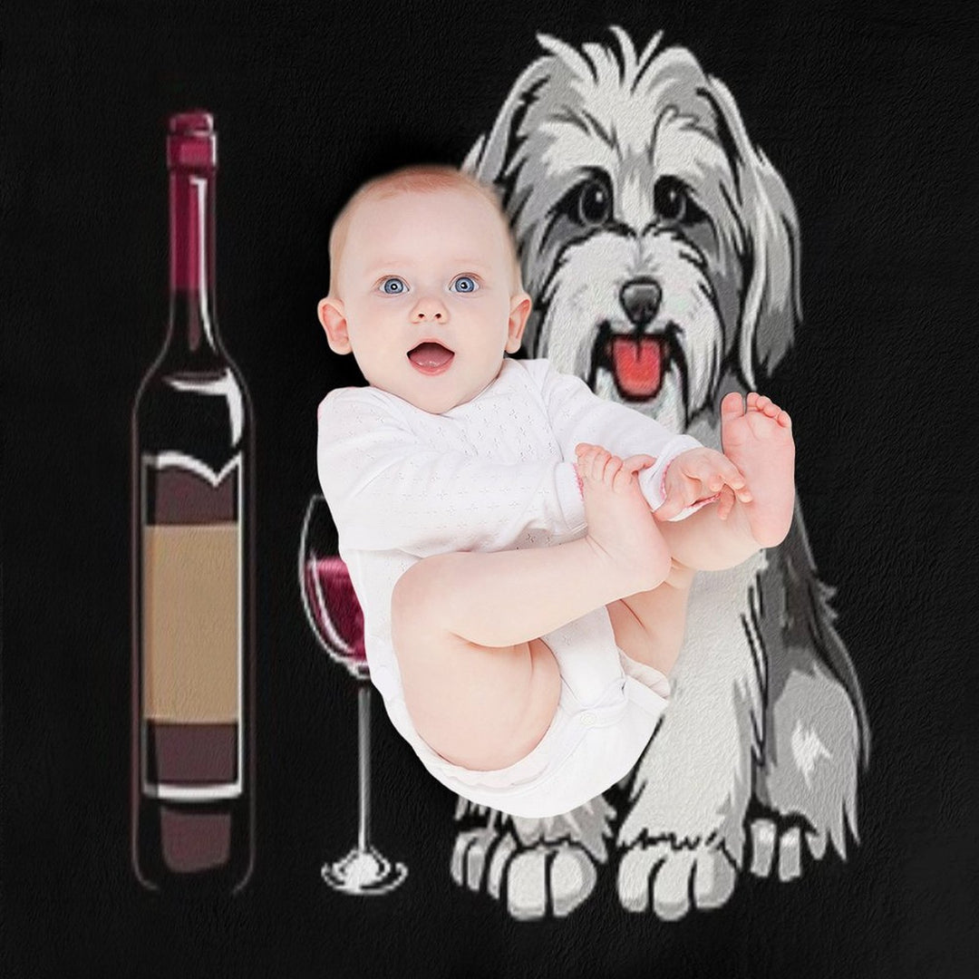 Havanese And Wine Funny Dog Wrinkle-free Throw Blanket
