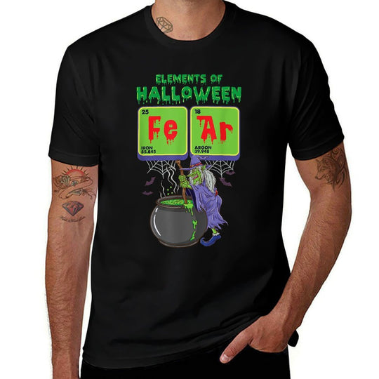 Periodic Table Science Funny Elements Of Halloween Witch  Oversized Silhouette T-Shirt