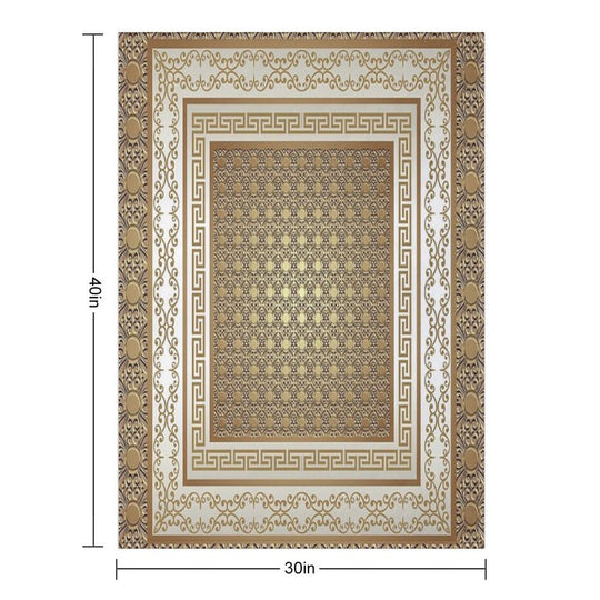 Greek Keys Cream Copper Pattern Machine-washable Throw Blanket