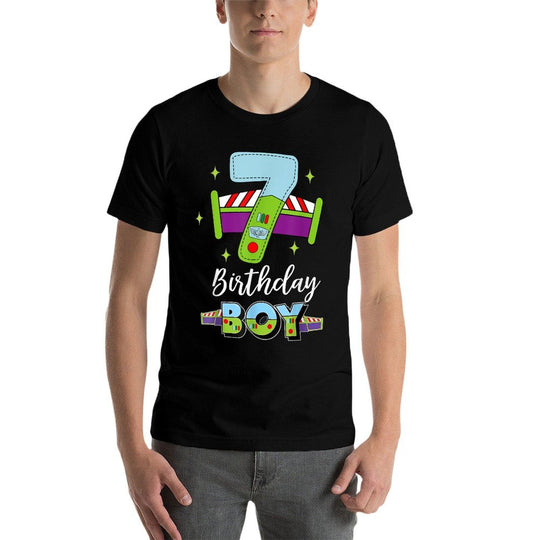 7th Birthday Party Toy Theme Boys Girls 7 Year Old Bday  Tagless Design T-Shirt