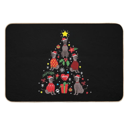 Xolo Dog Christmas Ornament Tree  Easy To Clean Bath Mat