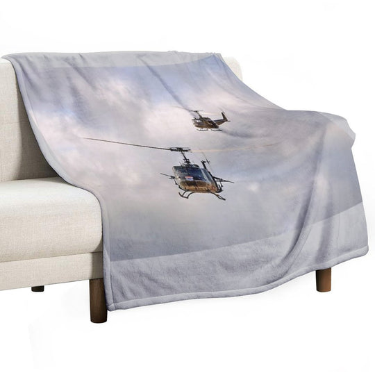 Bell UH-1 Iroquois Helicopters - (A Pair of Hueys) Gift-ready Throw Blanket