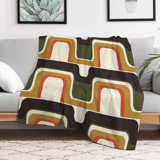 Mid-Century Modern Meets 1970s Plush Throw Blanket